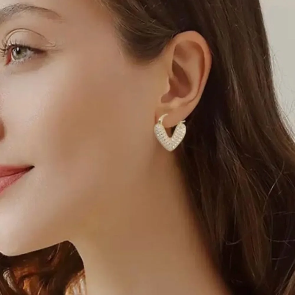 NEW 14K Gold Plated Love Heart Hoop Earrings